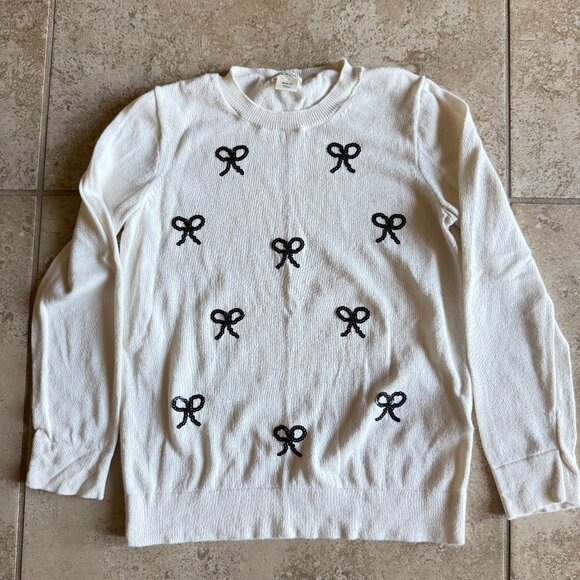 Re-Imagined by J. Crew Sweater Sequin Bows Lightweight - Picture 1 of 3